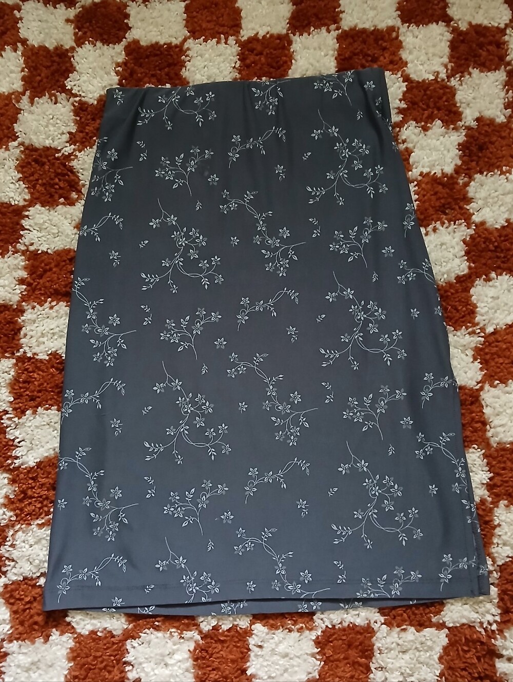 Vintage Y2K Joule Grey Floral Shiny Midi Skirt